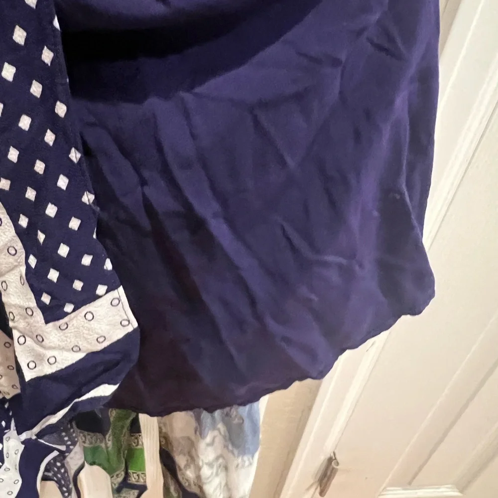 Moulinette Soeurs Long Sleeve Dress, Blue and Red Patterns zipper in the side - Picture 7 of 11
